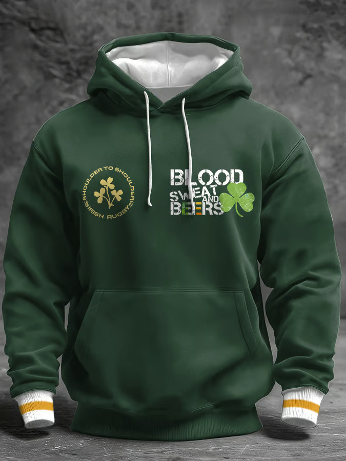 Blood Sweat And Beer Hoodie St Patrick'S Day Apparel Fun St Patrick's Day Gifts