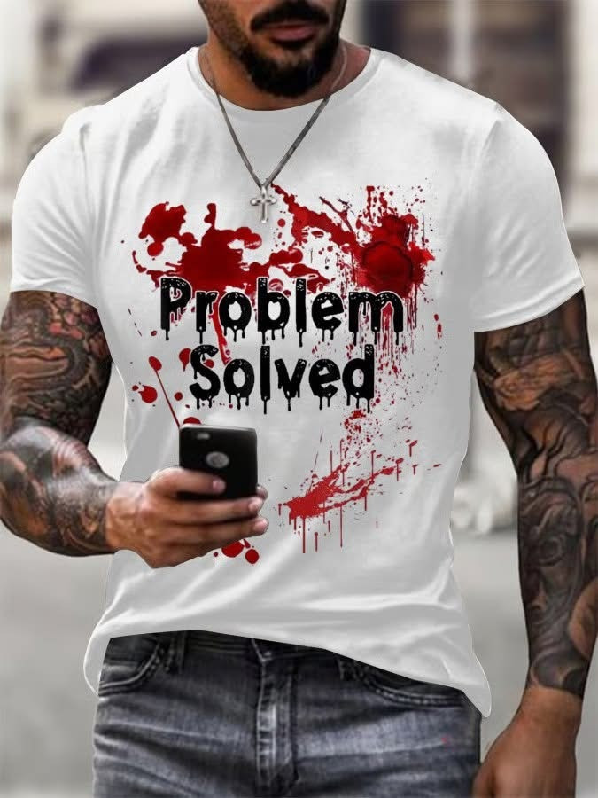 Bloody Problem Solved Halloween Print T-Shirt Gifts For Halloween