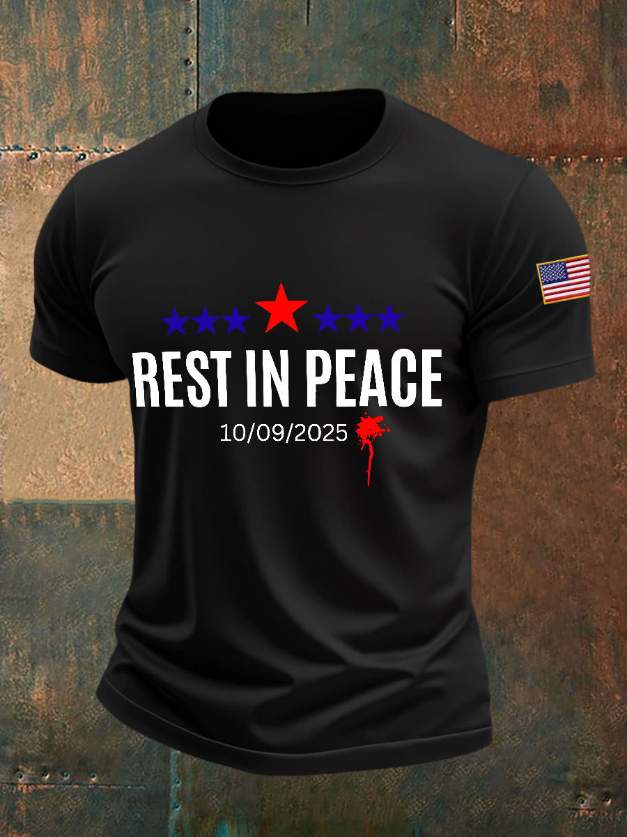 Bloody Rest In Peace T-Shirt In Honor of Charlie Kirk 2025 Remembrance Shirt
