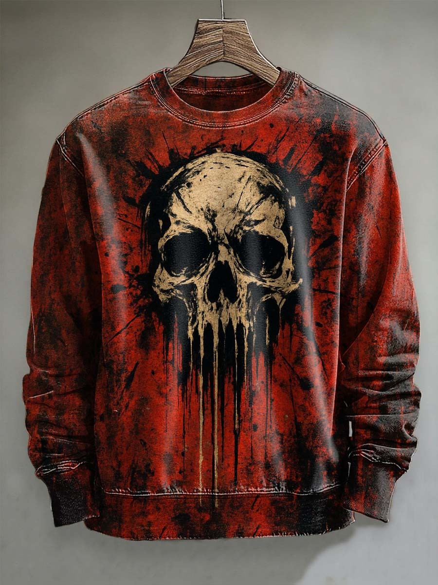 Bloody Skull Halloween Sweatshirt Gothic Clothing Horror Gifts For Skull Lovers