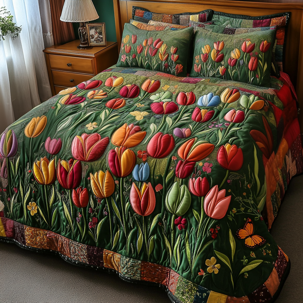 Bloom Bliss Quilted Bedding Set Best Christmas Duvet Cover Set Christmas Flower Gifts