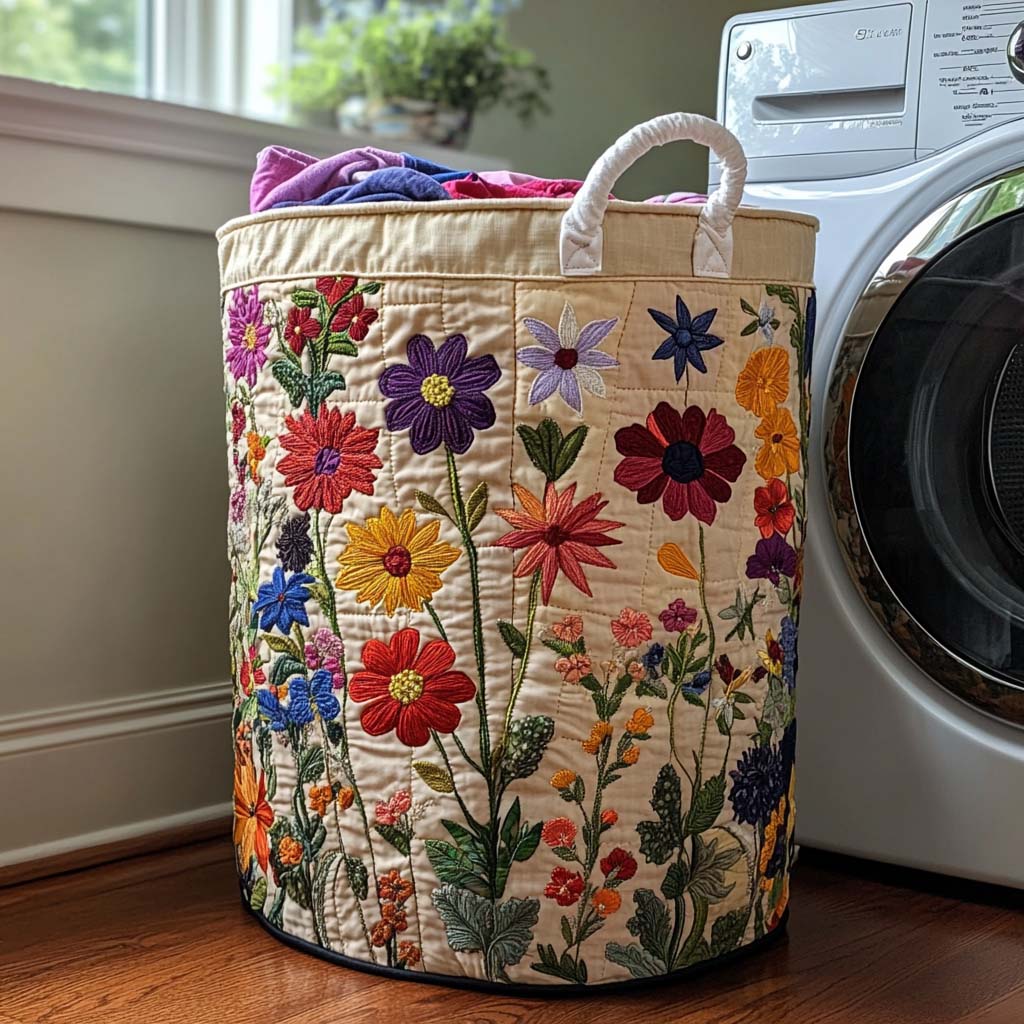Bloom Bright Quilted Laundry Basket Merch For Kids
