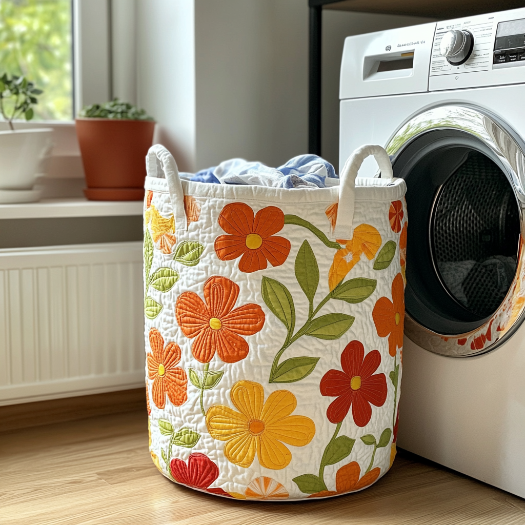 Bloom Dance Quilted Laundry Basket Merch For Couples