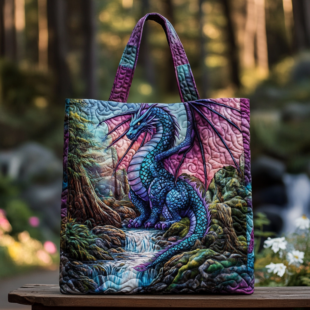 Bloom Dragon Quilted Tote Bag Dragonfly Mother's Day Gifts