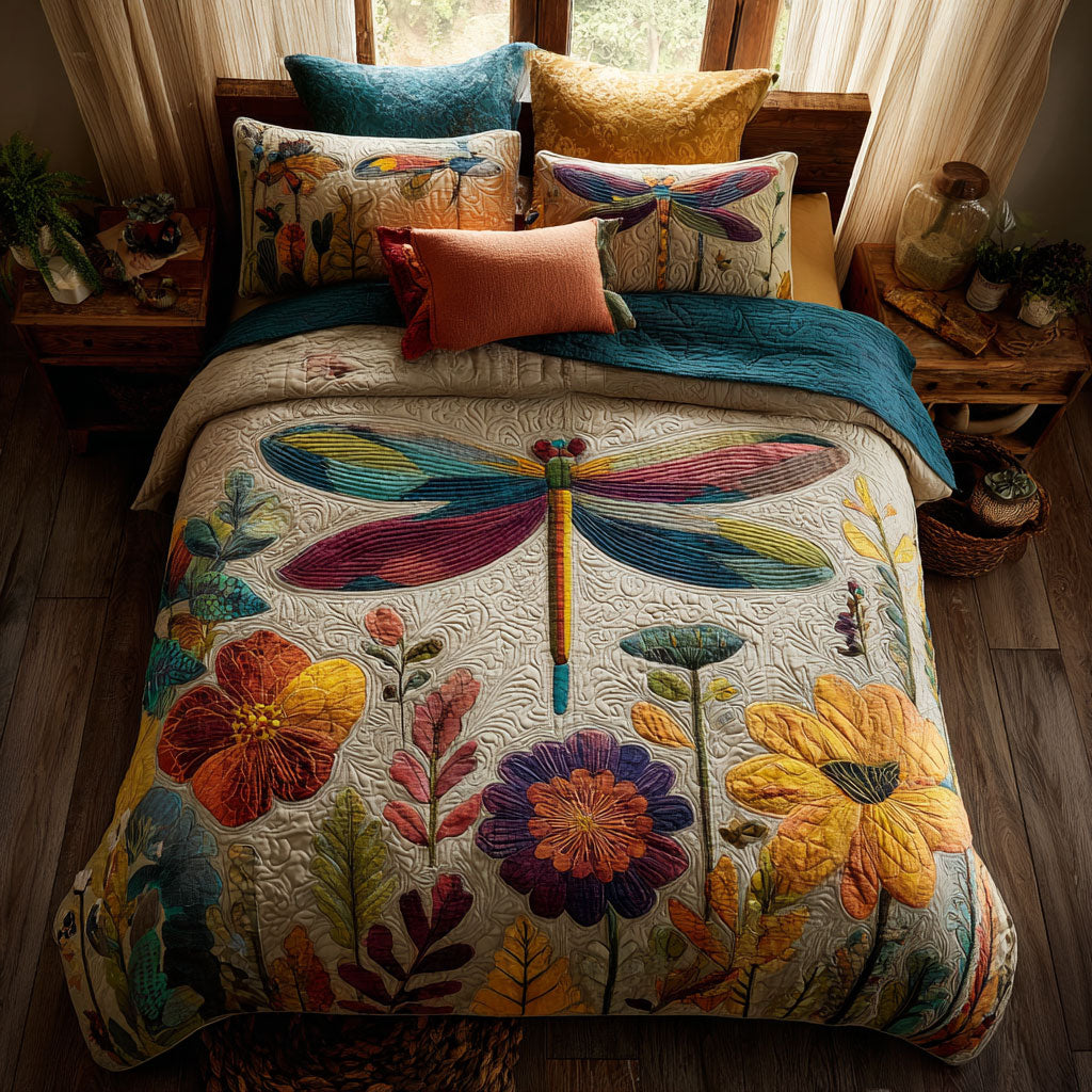 Bloom Dragonfly Quilted Bedding Set Duvet Cover Bedspread Best Gift Ideas For Animal Lovers