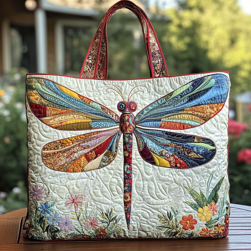 Bloom Dragonfly Quilted Tote Bag Dragonfly Gifts For Women