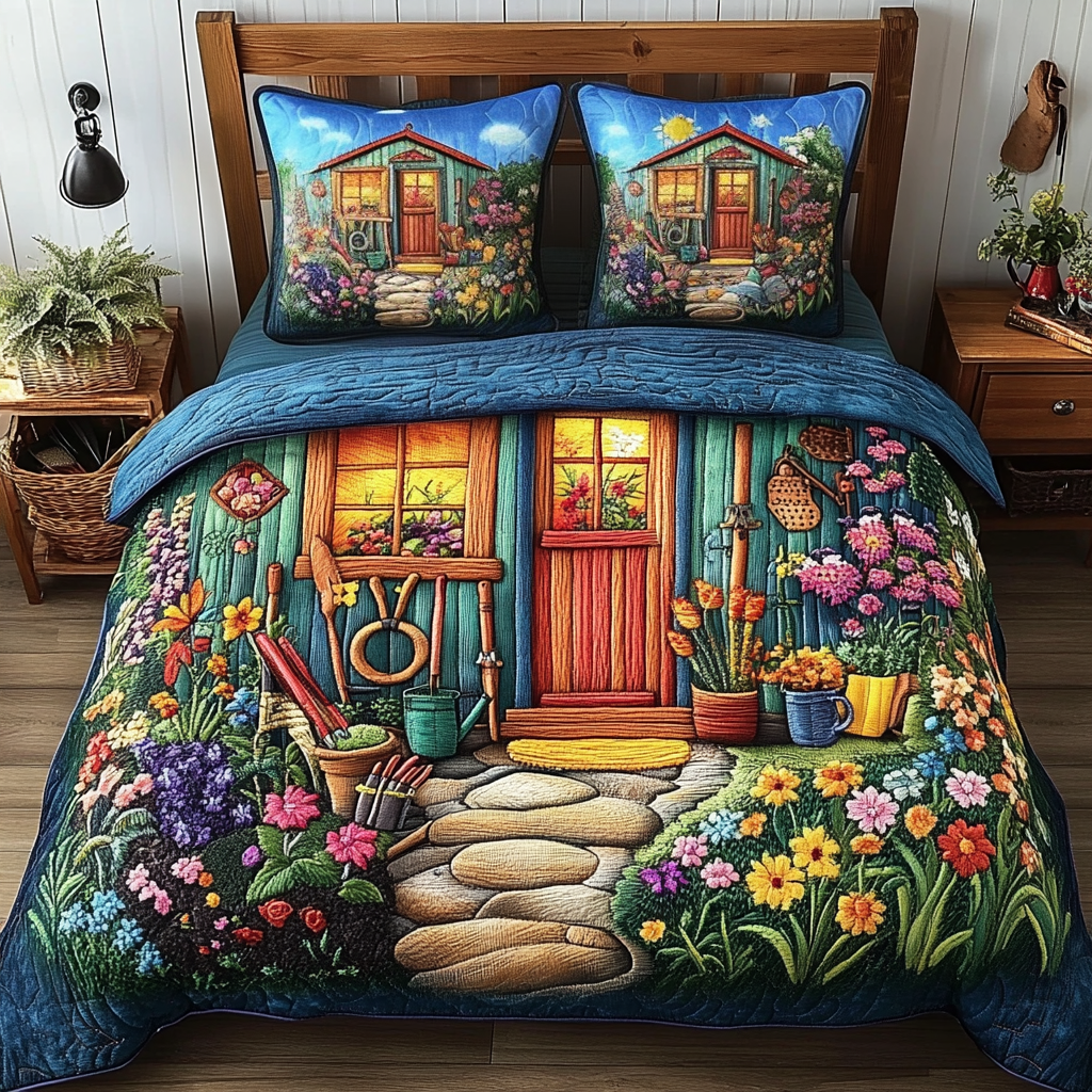 Bloom Escape Quilted Bedding Set Best Bed Sheet Set Christmas Gifts For Flower Lovers