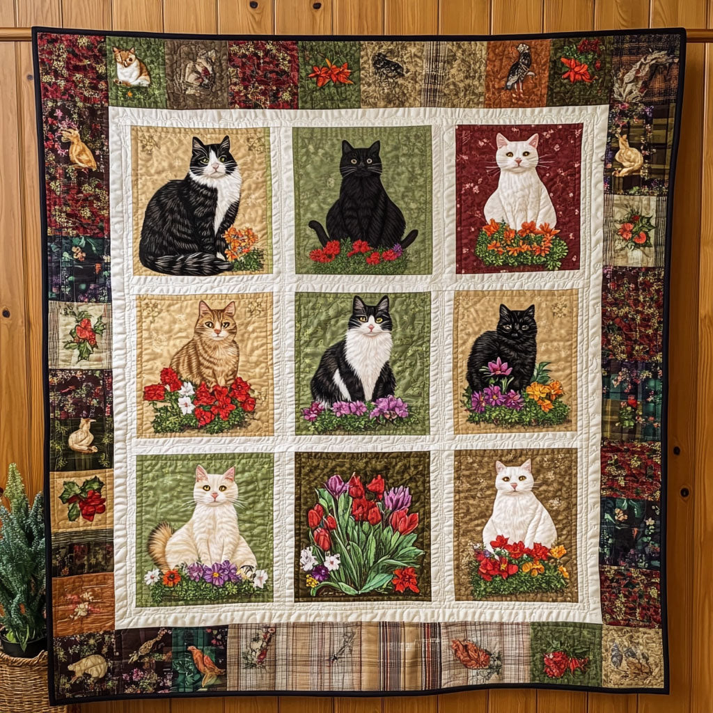 Bloom Haven Cat Quilt Blanket King Blanket Great Family Gifts For Christmas