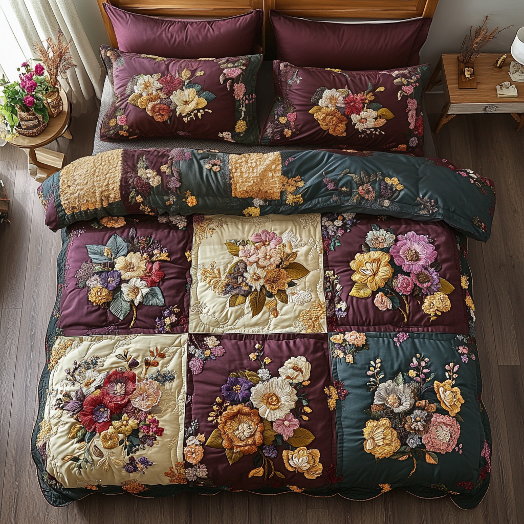 Bloom Haven Quilted Bedding Set Best Bed Sheet Set Tulip Gifts For Her