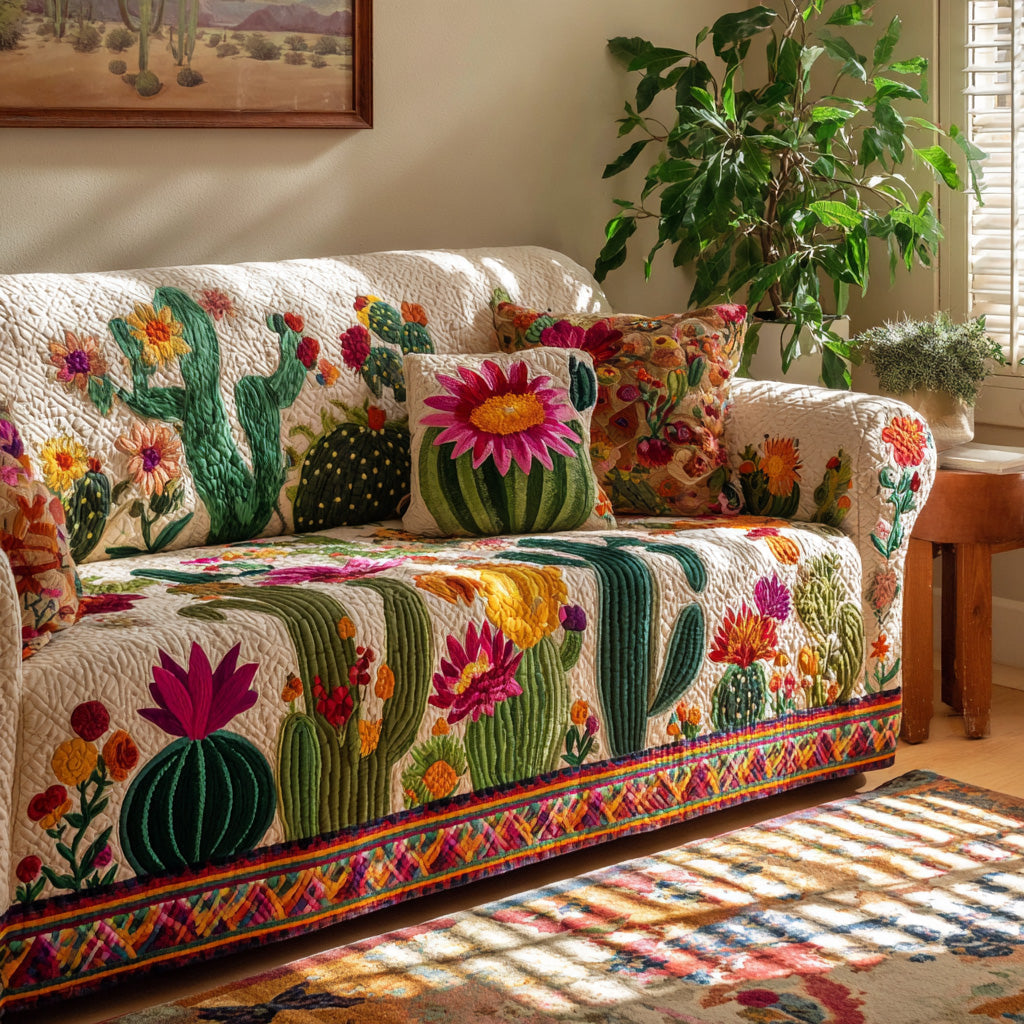 Bloom Haven Quilted Sofa Cover Christmas Living Decor Gifts For Mom