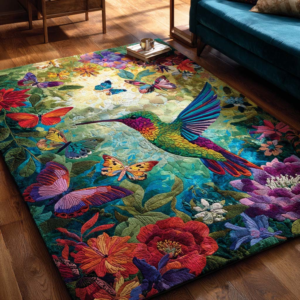 Bloom Hummingbird Area Rug Washable Rugs Special Birthday Gift for Mom