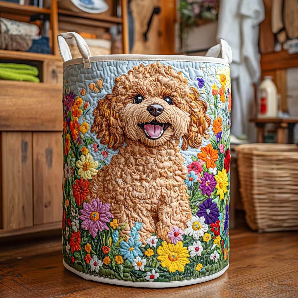Bloom Joy Pup Quilted Laundry Basket Home Essential Gift Quilted Laundry Basket with Style