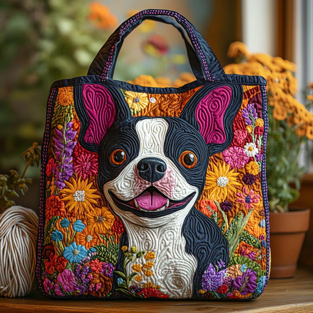 Bloom Joy Quilted Tote Bag Dog Mom Mother's Day Gifts