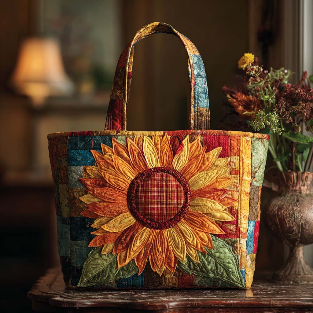 Bloom Joy Quilted Tote Bag Sunflower Gifts For Women