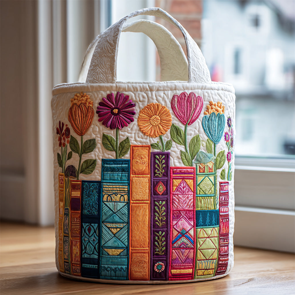 Bloom Library Quilted Laundry Basket Birthday Merch Gift