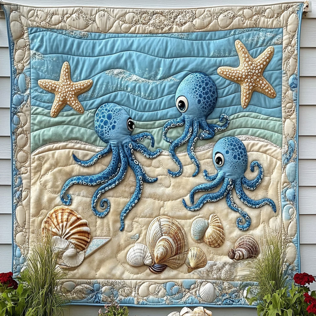 Bloom of Arms Quilted Blanket Best Couch Throw Blanket Octopus Lover Gifts