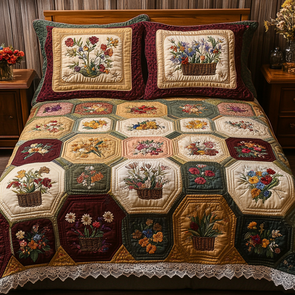 Bloom Quilt Quilted Bedding Set Bedroom Decor Blanket With Sunflowers