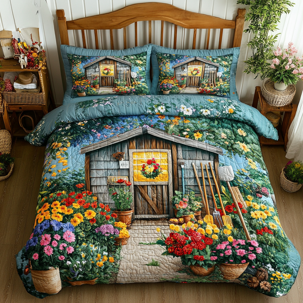 Bloom Shed Quilted Bedding Set Bed Decorations Christmas Gifts For Flower Lovers