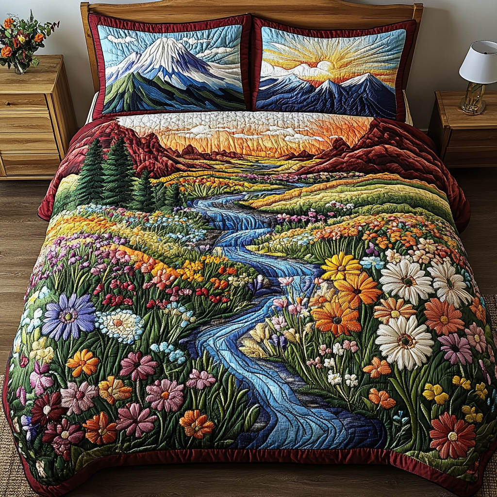 Bloom Sky Quilted Bedding Set Bedroom Decorations Unique Gifts For Beach Lovers