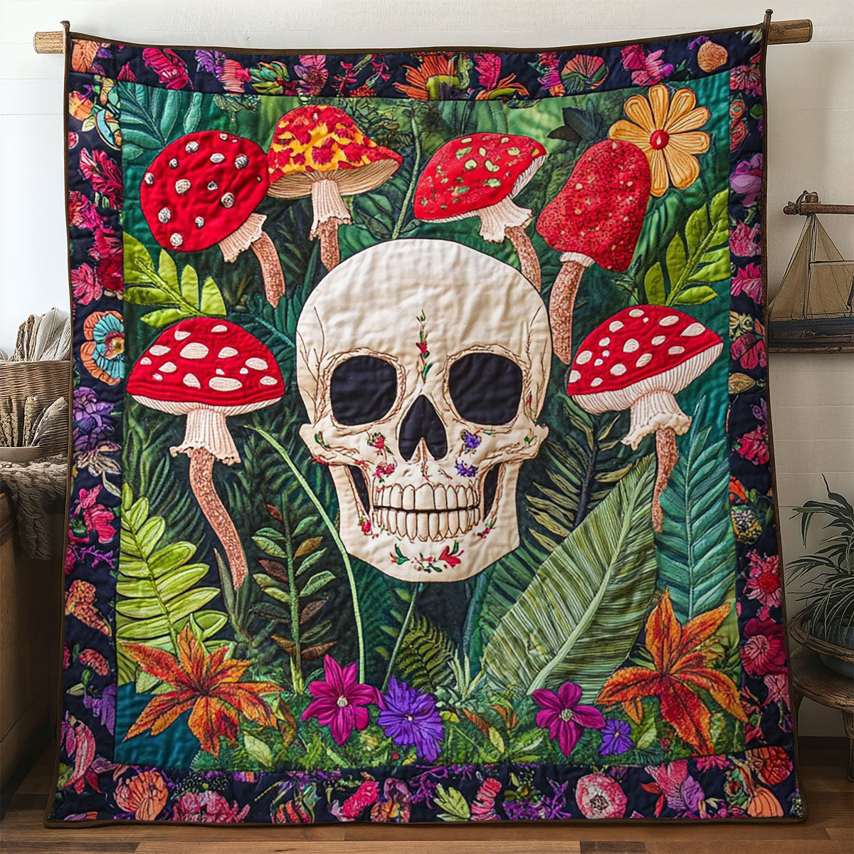 Bloom Soul Skull Quilt Warm and Stylish Quilt Blanket for Winter Nights