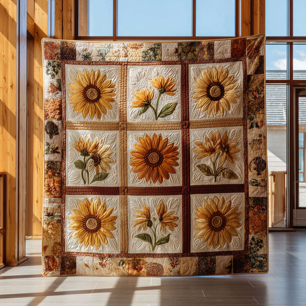 Bloom Sunflower Garden Quilt High-Quality Cotton Quilt Blanket for Restful Sleep