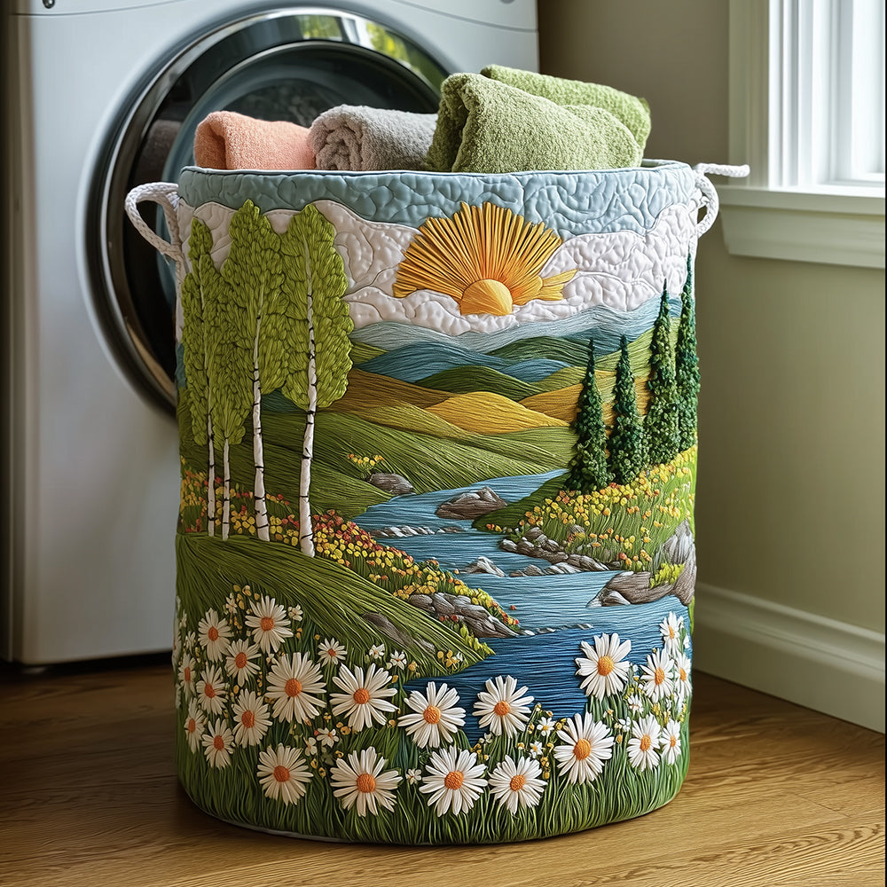 Bloom Valley Quilted Laundry Basket Creative Gift For Family