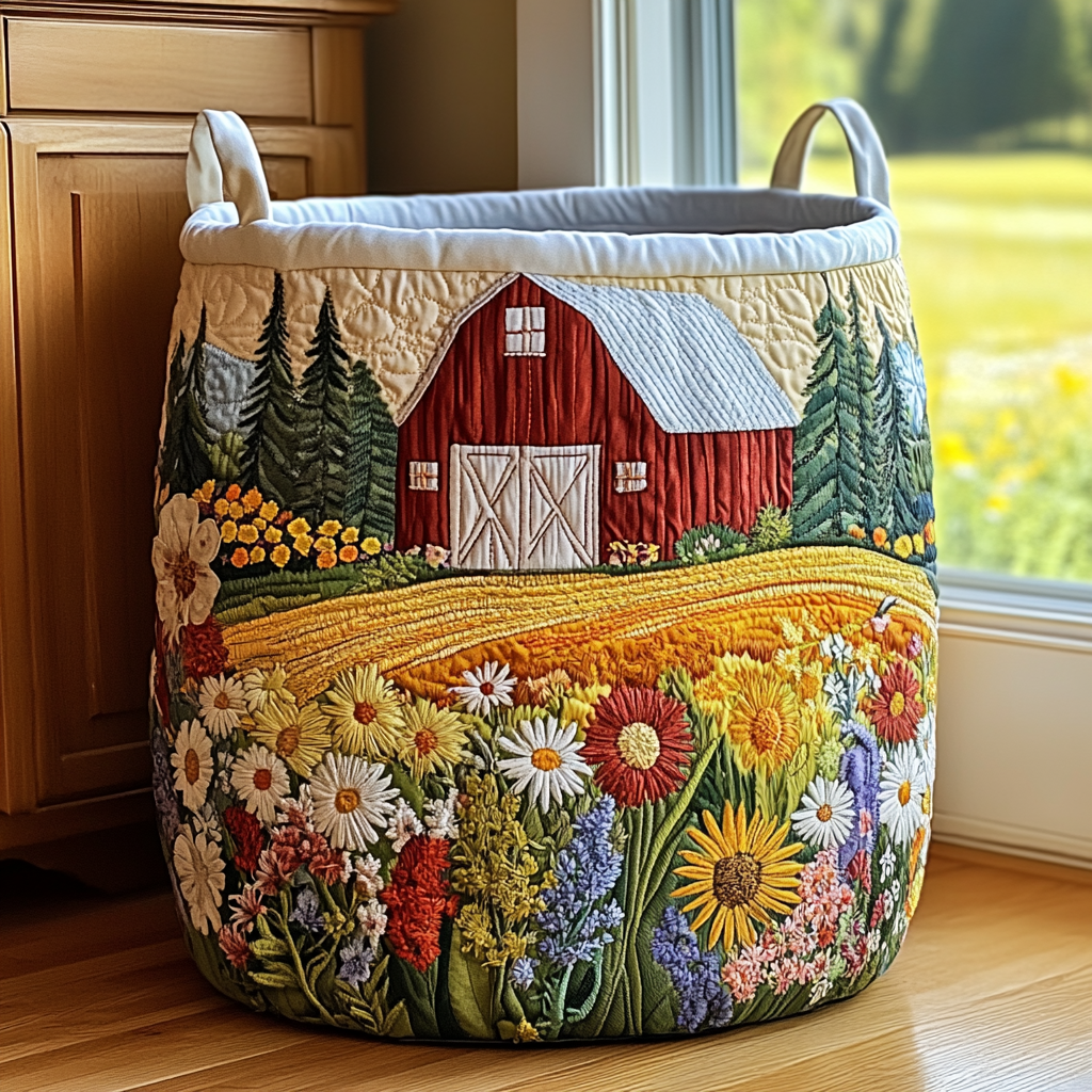 Bloom Valley Quilted Laundry Basket Holiday Favorite Gift