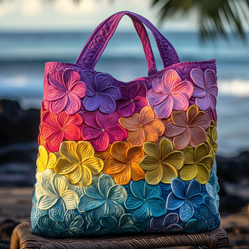 Bloom Vibes Quilted Tote Bag Gift Ideas For Beach Lovers