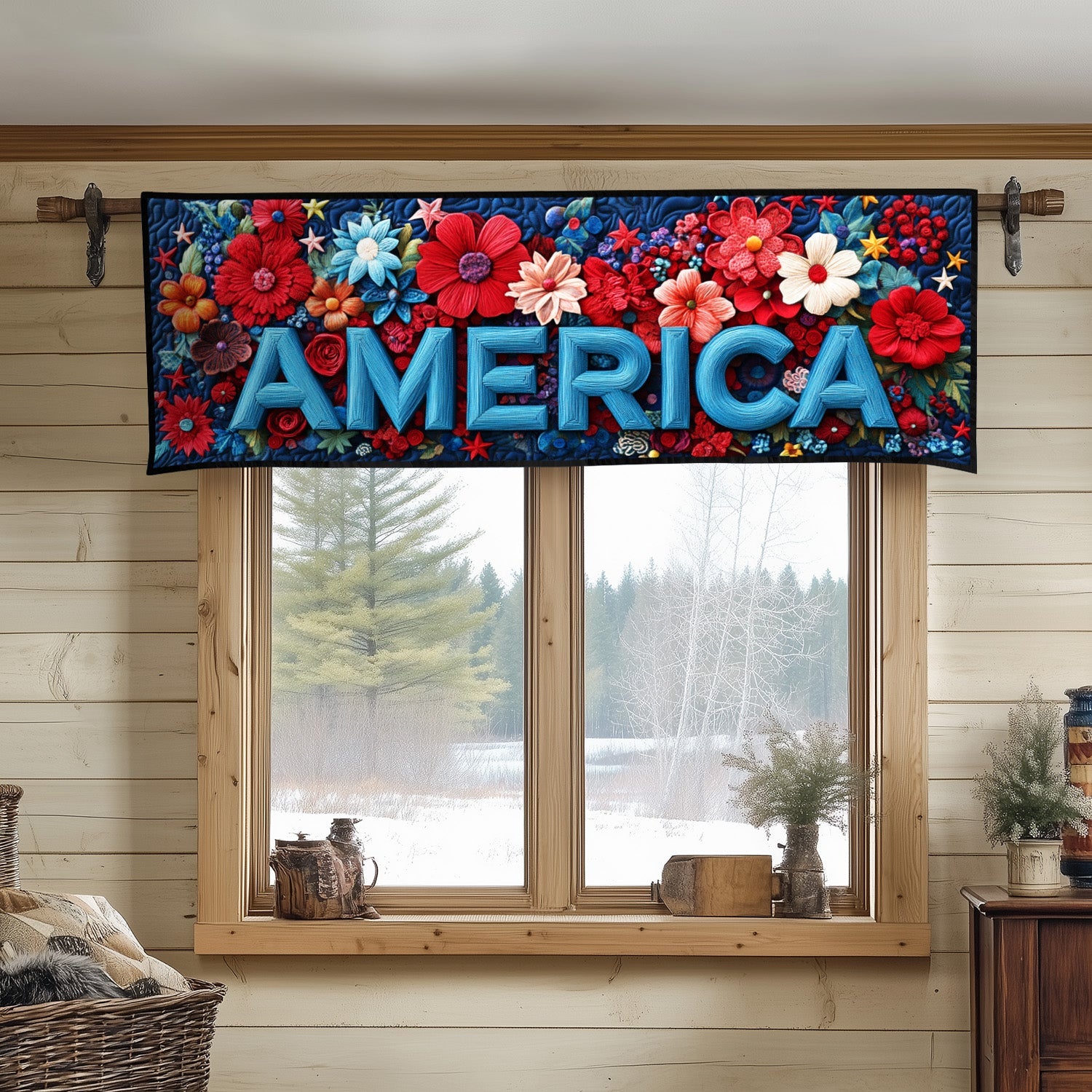 Blooming America Quilted Valance Front Door Entryway Ideas 4Th Of July Gifts For Coworkers