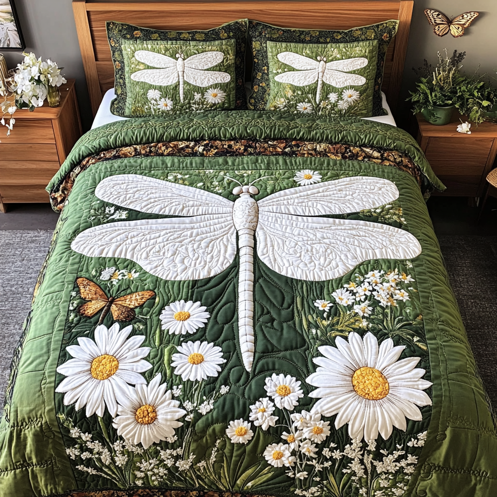 Blooming Beauty Quilted Bedding Set Cool Bedroom Decor Best Dragonfly Gifts For Mom
