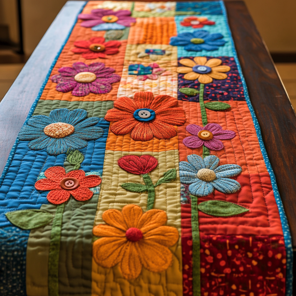 Blooming Beauty Quilted Table Runner Summer Table Runner Great Gifts For Mom