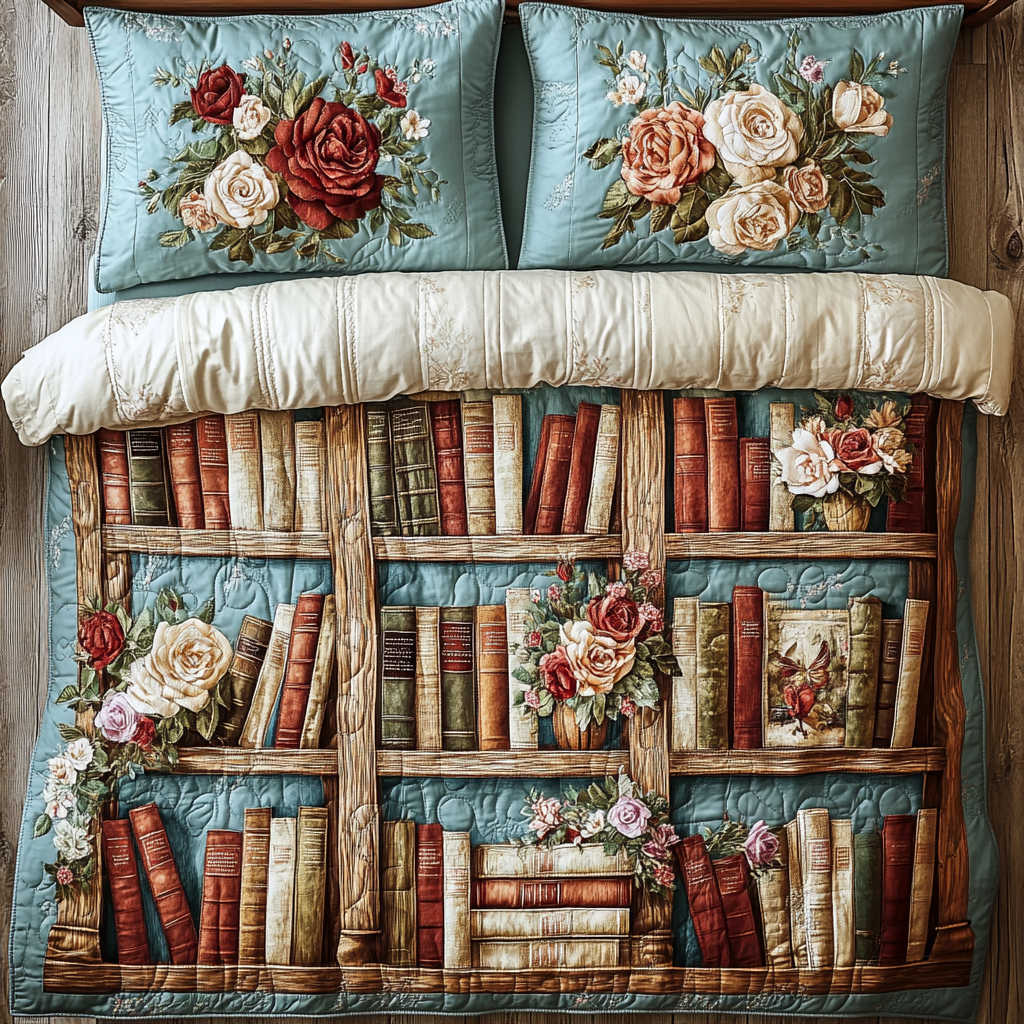 Blooming Book Quilted Bedding Set Best Comforter Sets Best Unique Book Gifts