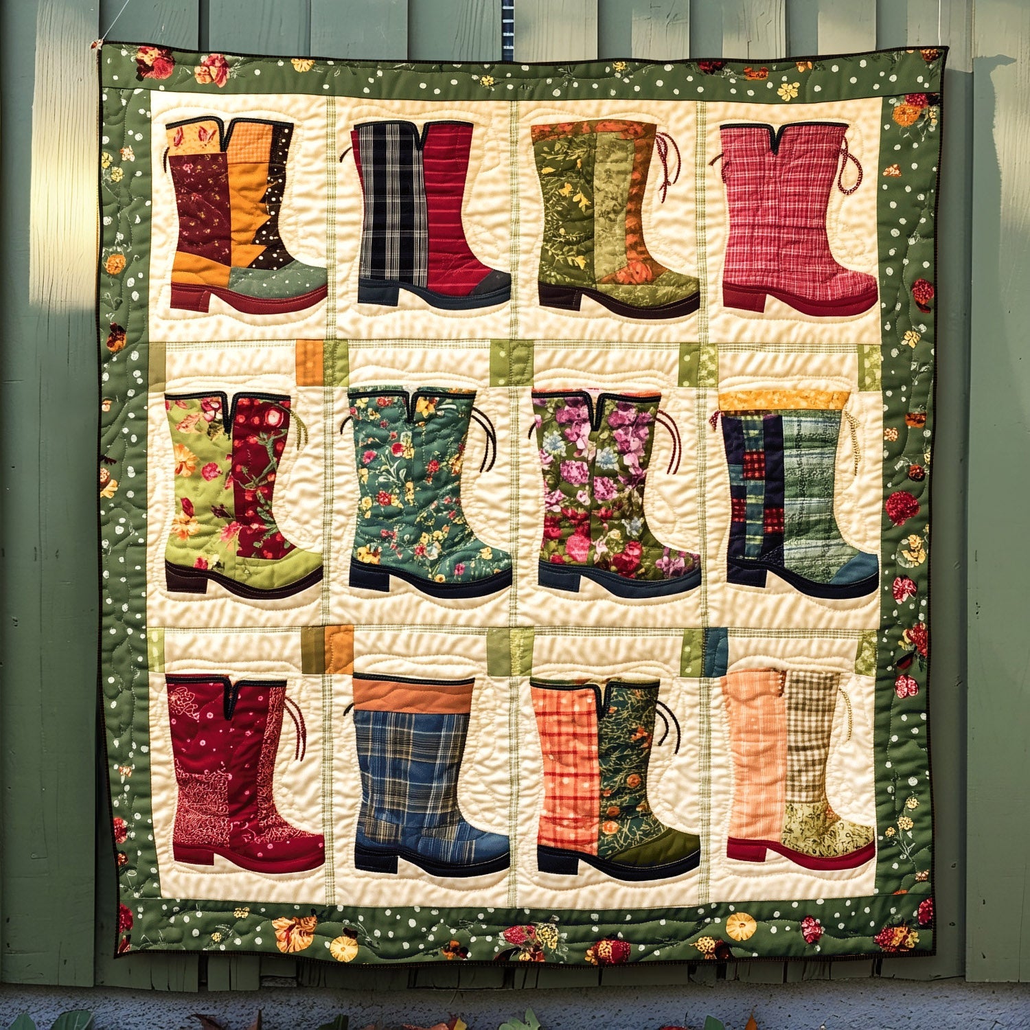 Blooming Boots Quilted Blanket Gifts For Garden Lovers