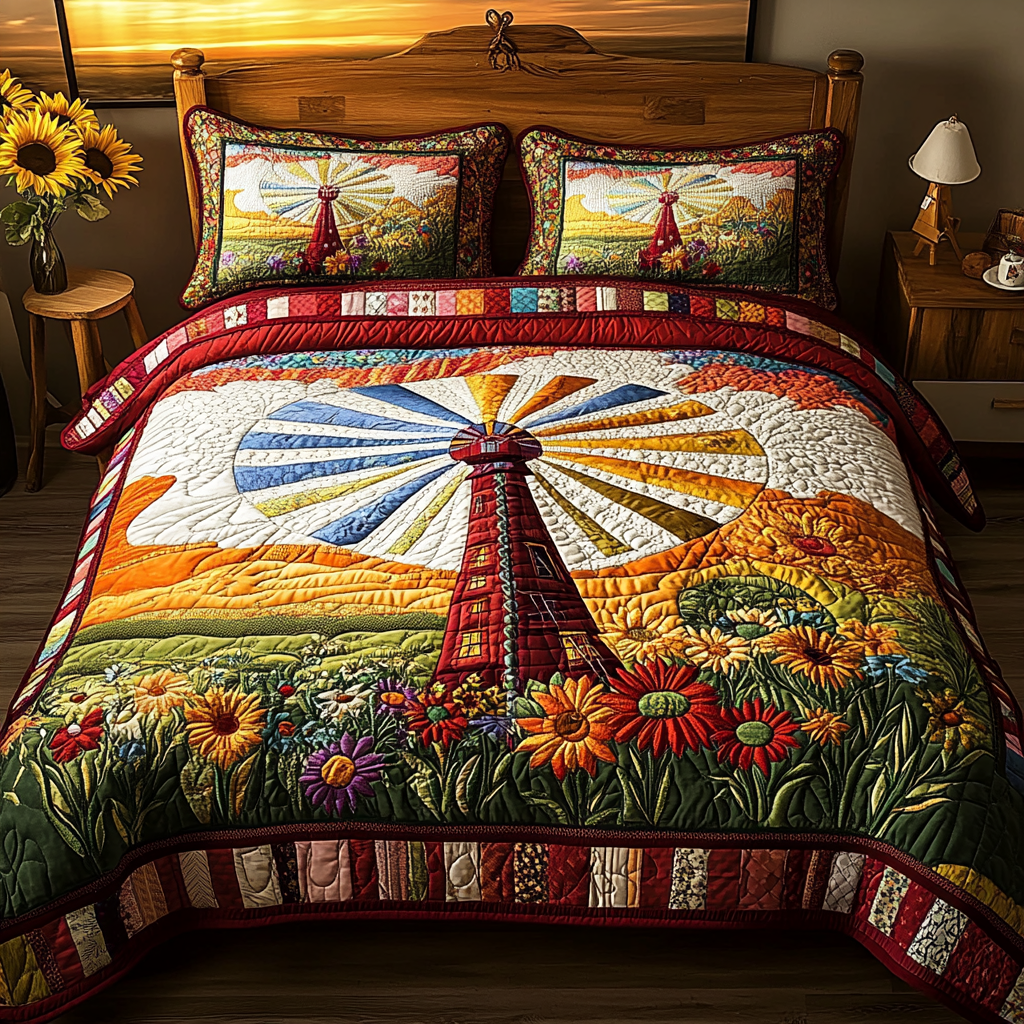 Blooming Breeze Quilted Bedding Set Bedroom Decorations Gifts For Sunflower Lovers