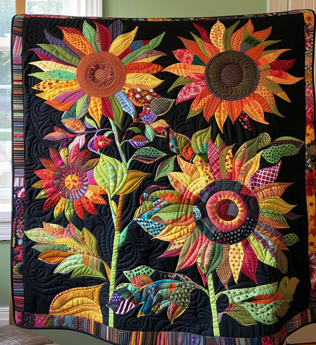 Blooming Bright Quilted Blanket Gifts For Sunflower Lovers