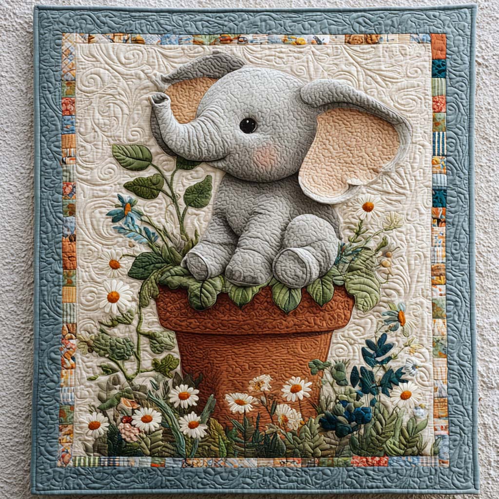 Blooming Buddy Quilted Blanket Winter Decor Blanket Christmas Gift Ideas For Elephant Lovers