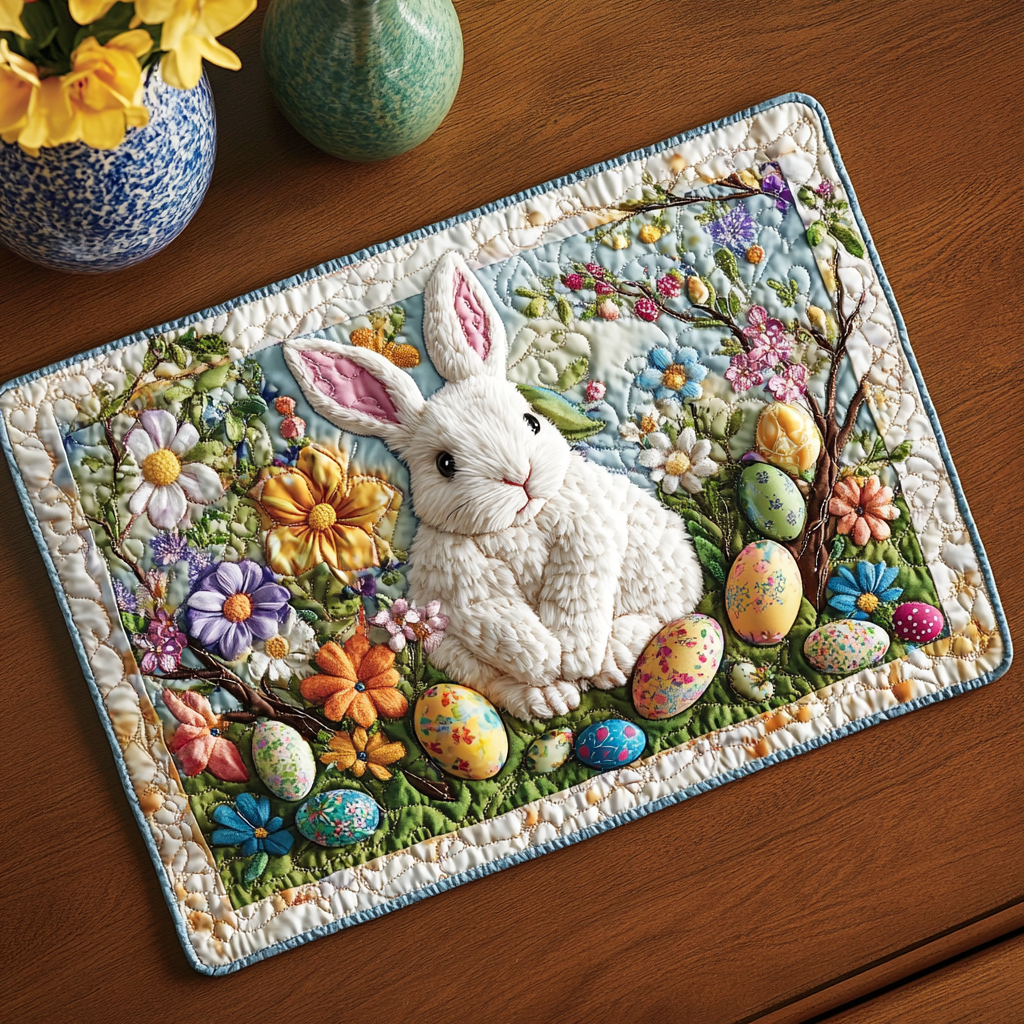Blooming Bunny Quilted Place Mat Dining Table Decor Bunny Gifts For Adults