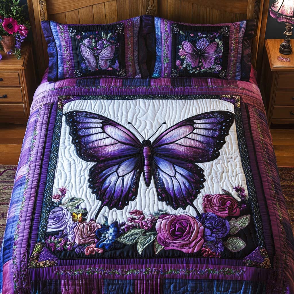 Blooming Butterfly Kiss Quilted Bedding Set Cute Room Decor Butterfly Birthday Gifts