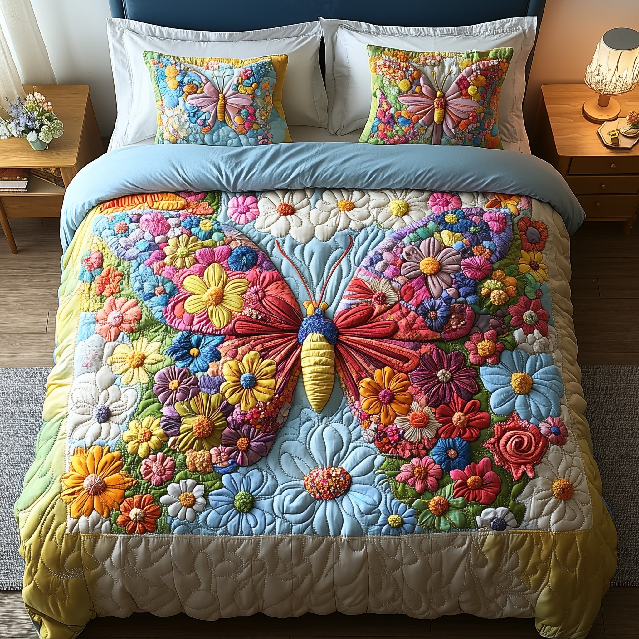 Blooming Butterfly Quilted Bedding Set Duvet Cover Bedspread Awesome Butterfly Lover Gift Ideas