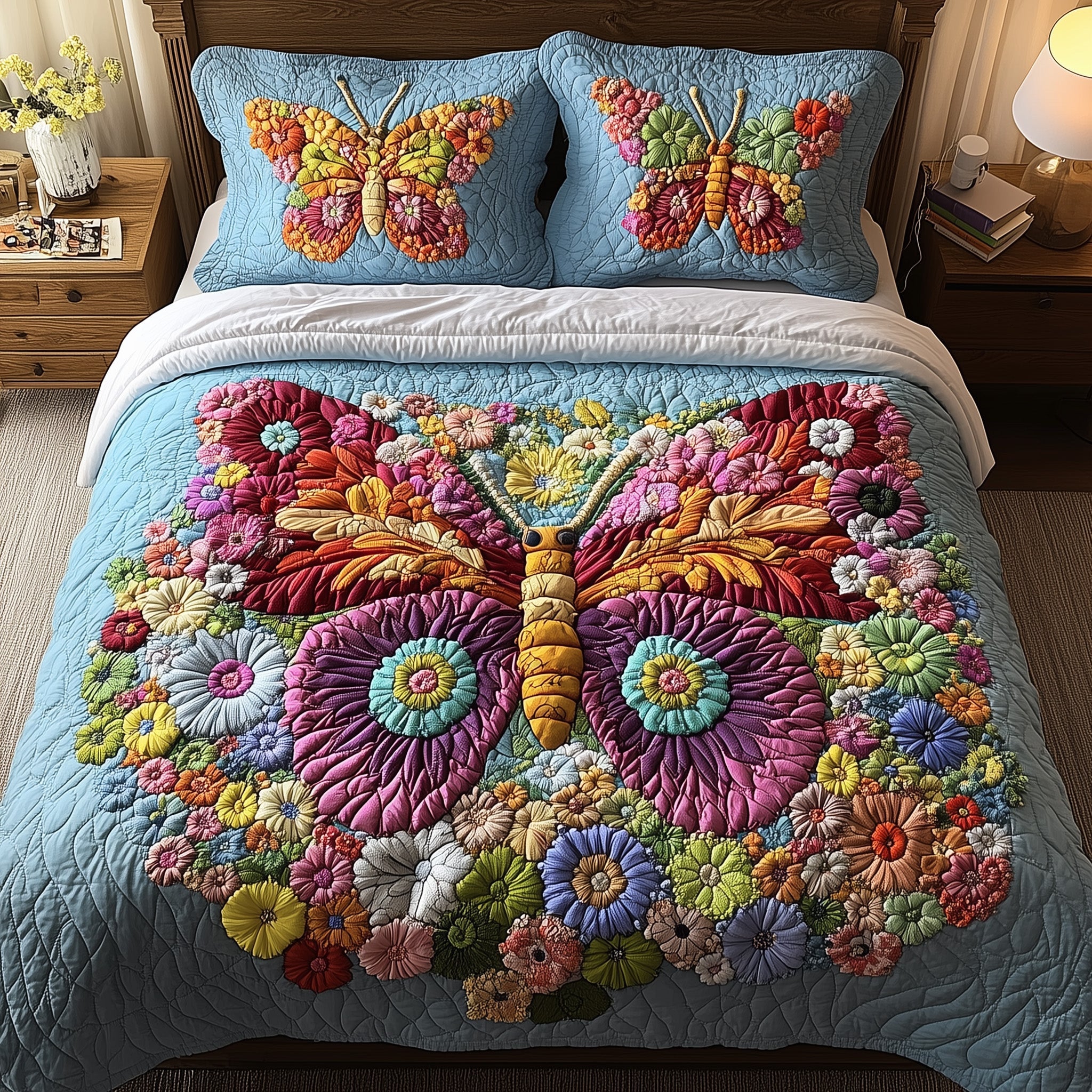 Blooming Butterfly Quilted Bedding Set Duvet Cover Bedspread Unusual Butterfly Gifts