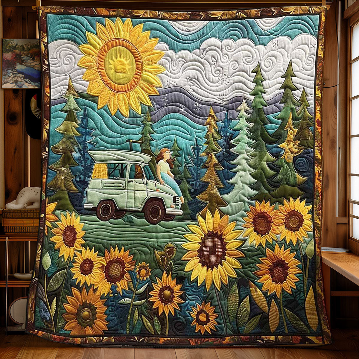 Blooming Camper Quilt Blanket Couch Blanket Good Mothers Day Gifts