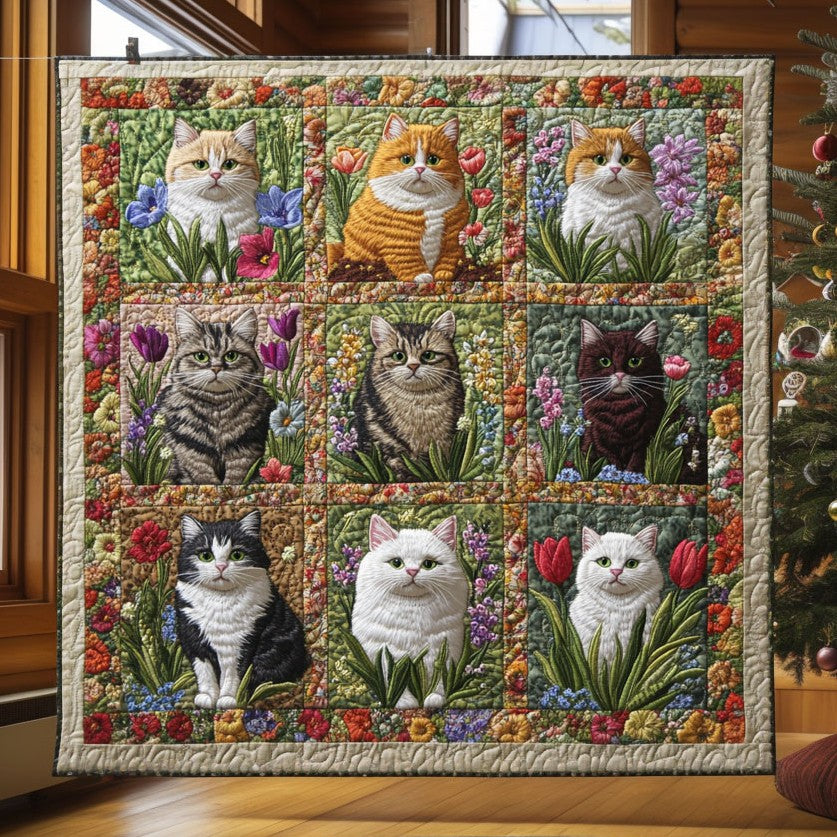 Blooming Cat Quilt Blanket Sofa Throws Cat Mom Gifts For Women