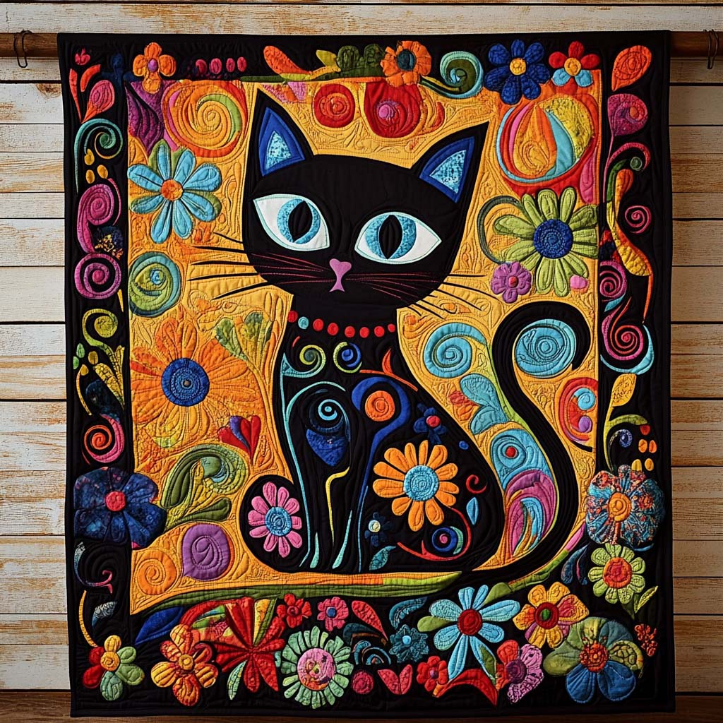 Blooming Cat Quilted Blanket Cute Blankets For Her