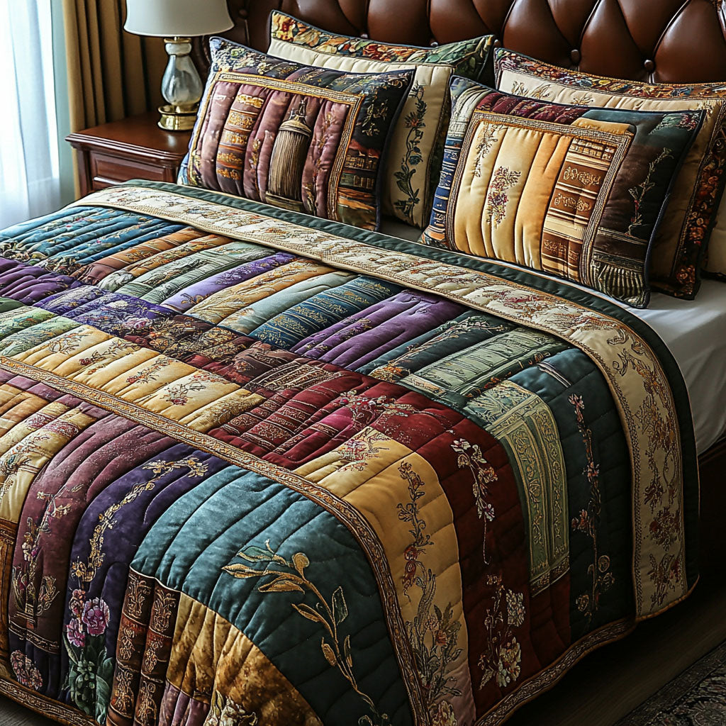 Blooming Chapters Quilted Bedding Set Best Bed Sheet Set Gift Ideas For Book Lovers