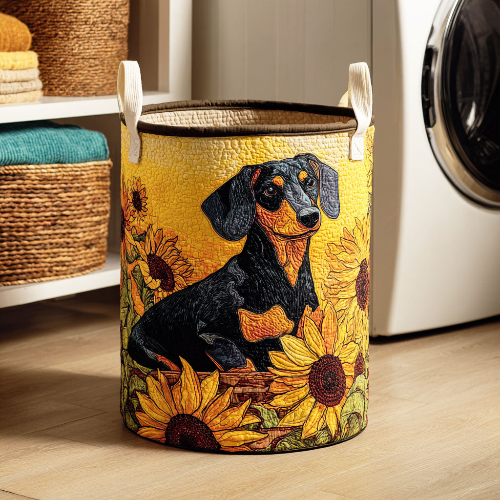 Blooming Dachshund Quilted Laundry Basket Merch For Kids