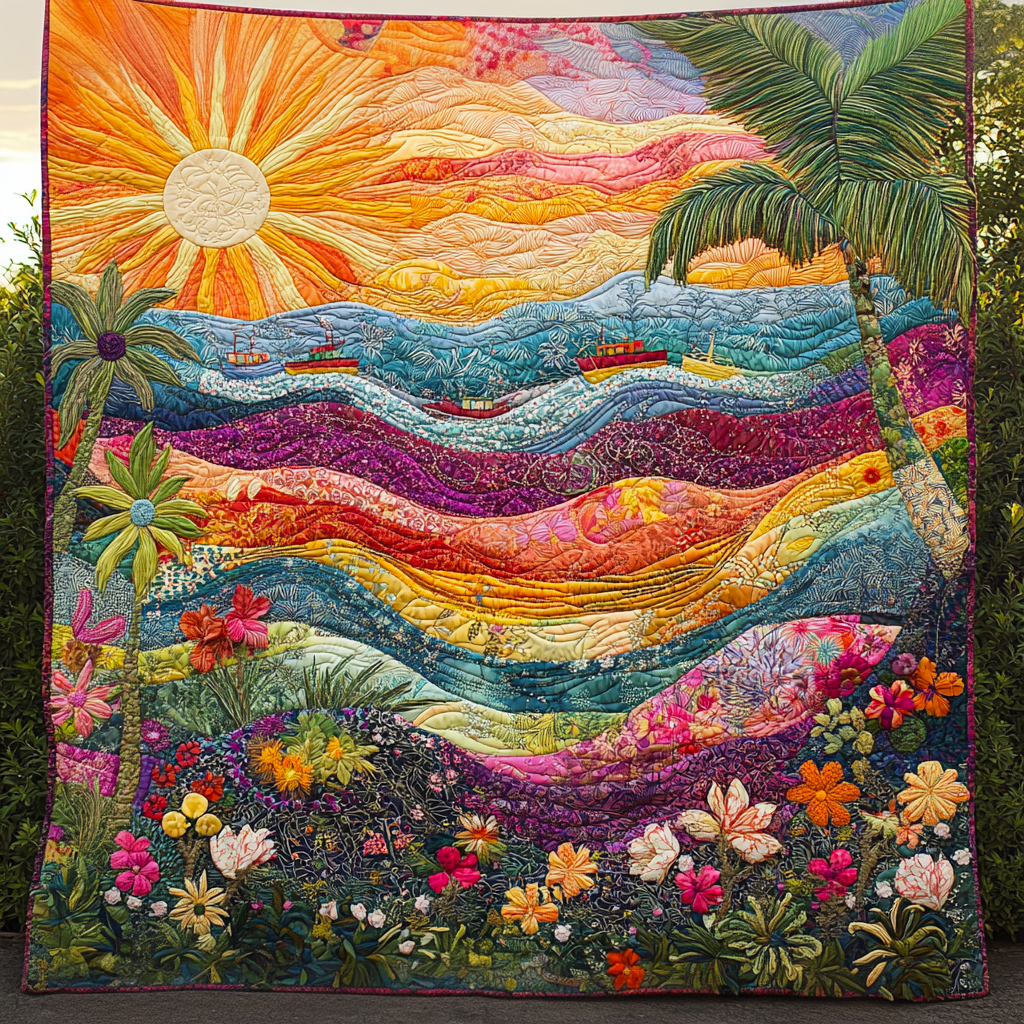 Blooming Dawn Quilted Blanket Home Bedding Decor Sunshine Themed Gifts
