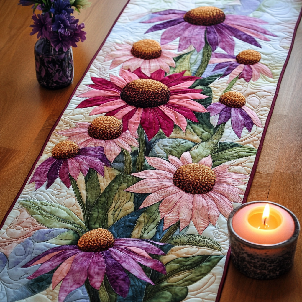 Blooming Delight Quilted Table Runner Dining Table Decor Christmas Flower Gifts