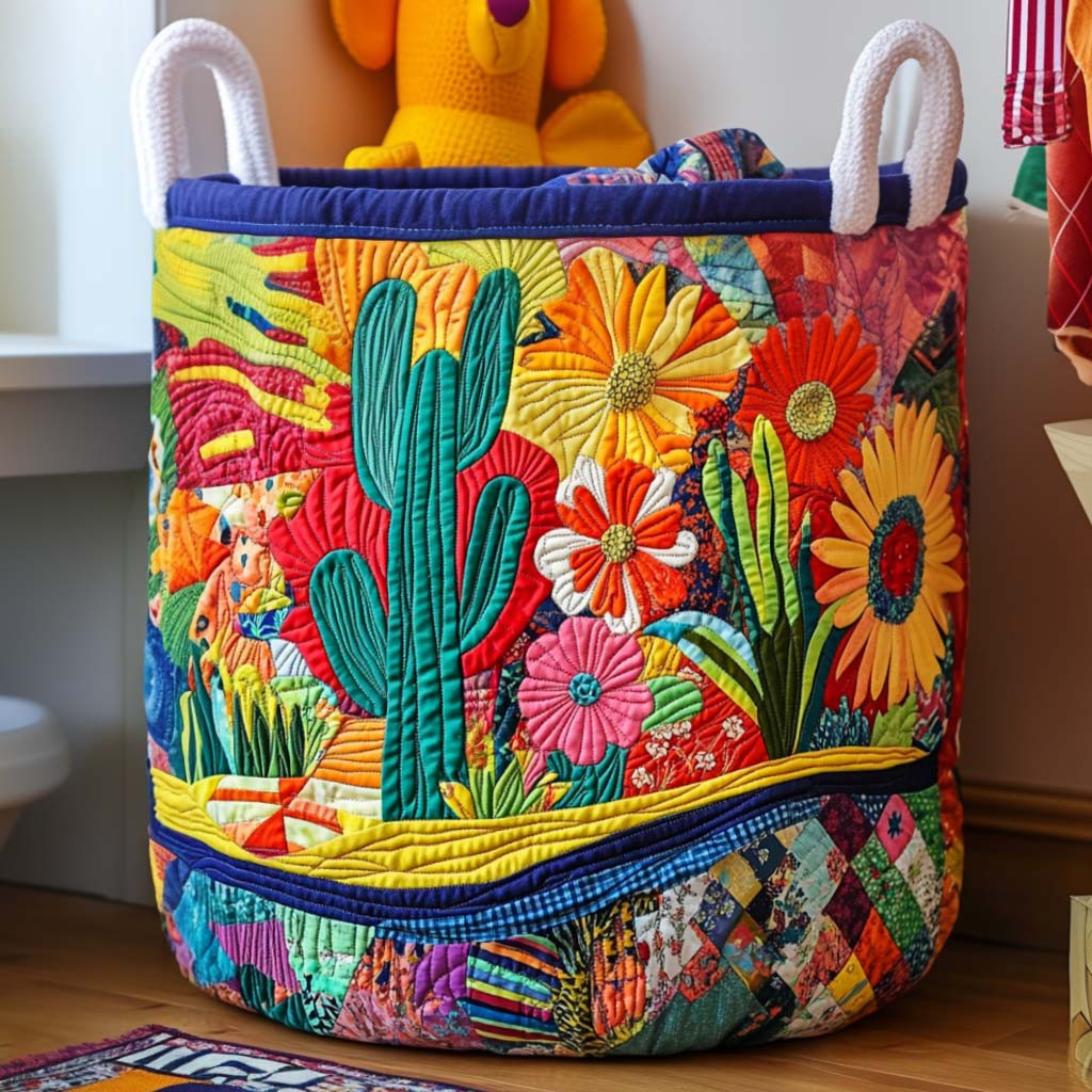 Blooming Desert Quilted Laundry Basket Large Capacity Quilted Laundry Basket for Clothes Storage