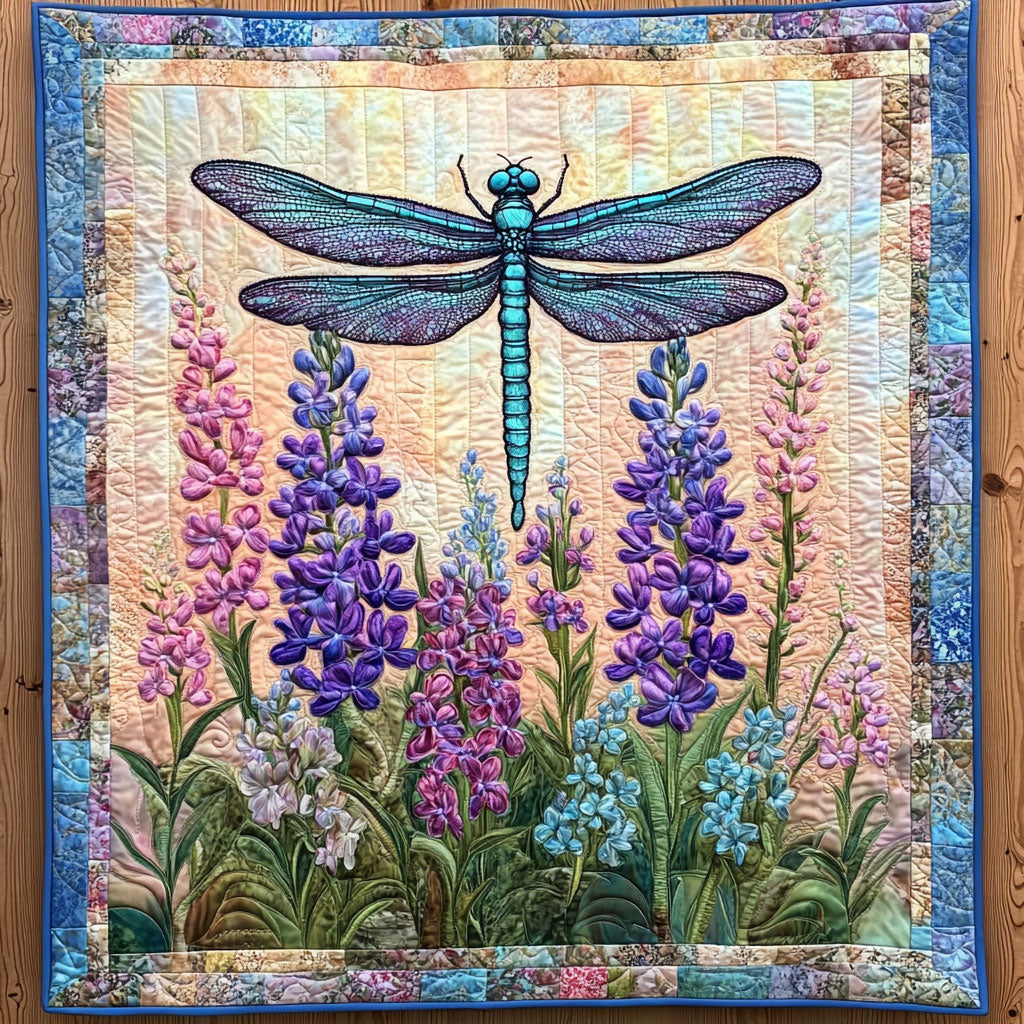 Blooming Dragonfly Quilt Blanket Queen Size Blanket Best Dragonfly Christmas Gifts