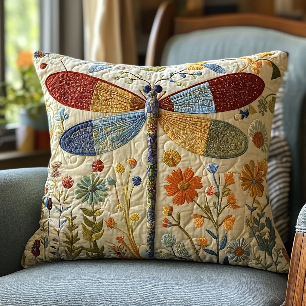 Blooming Dragonfly Quilted Pillow Case Cute Pillow Covers Dragonfly Gifts For Him